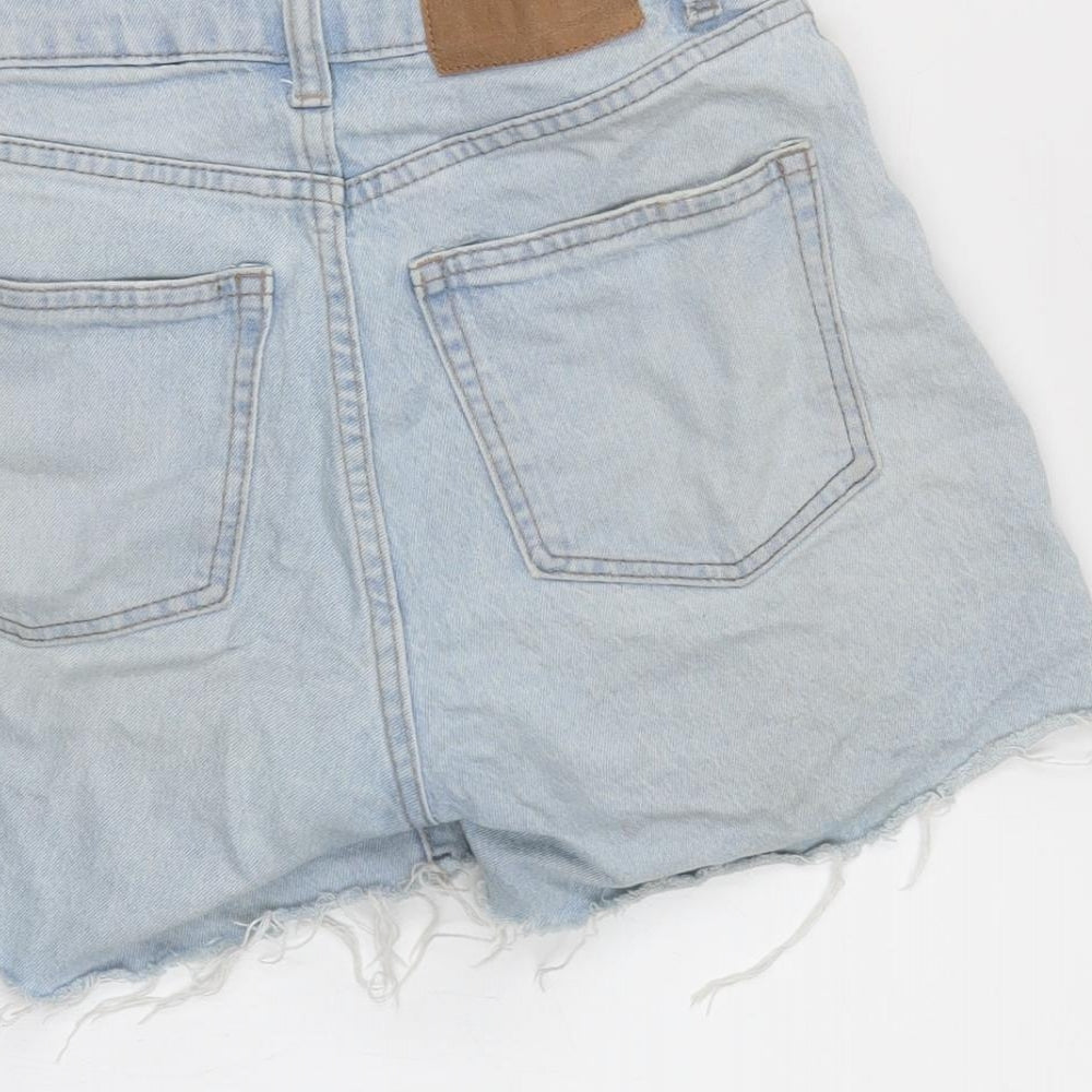 H&M Womens Blue Cotton Cut-Off Shorts Size 6 Regular Zip - Distressed