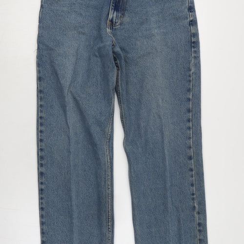 Calvin Klein Mens Blue Cotton Straight Jeans Size 32 in L32 in Extra-Slim Zip