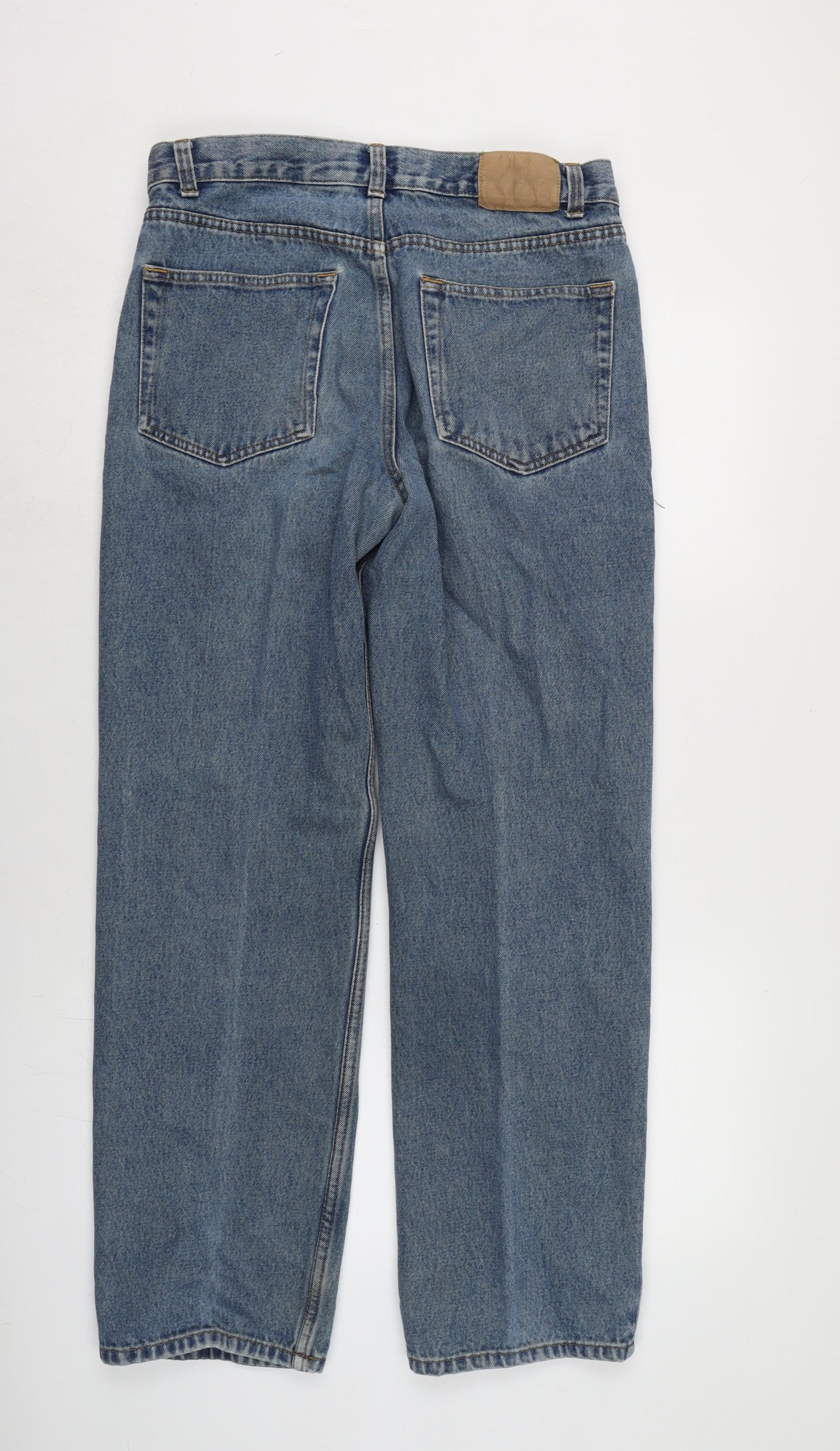 Calvin Klein Mens Blue Cotton Straight Jeans Size 32 in L32 in Extra-Slim Zip
