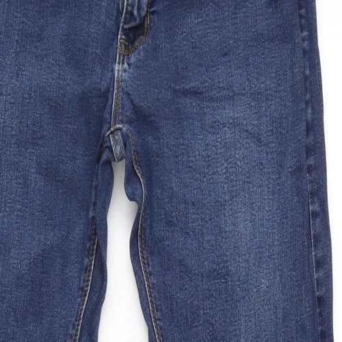 Marks and Spencer Mens Blue Cotton Blend Straight Jeans Size 32 in L31 in Regular Zip