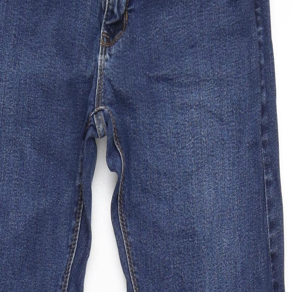 Marks and Spencer Mens Blue Cotton Blend Straight Jeans Size 32 in L31 in Regular Zip