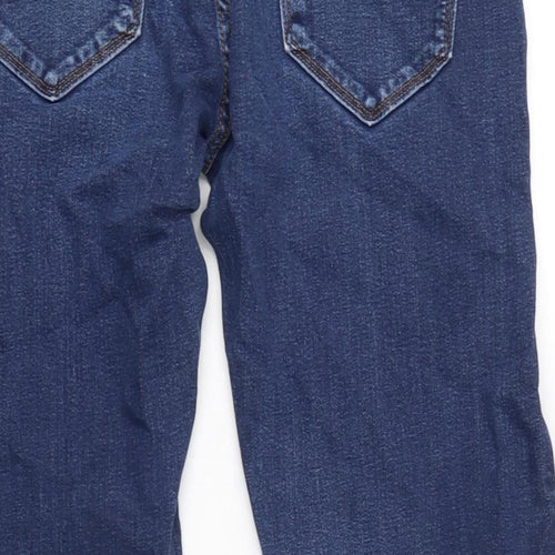 Marks and Spencer Mens Blue Cotton Blend Straight Jeans Size 32 in L31 in Regular Zip