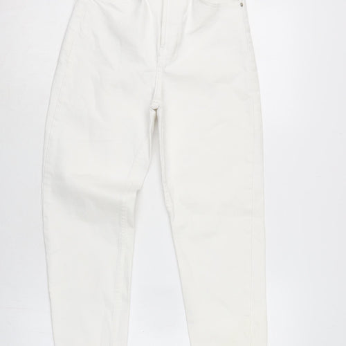 Berksha Womens White Cotton Blend Straight Jeans Size 8 L25 in Regular Zip