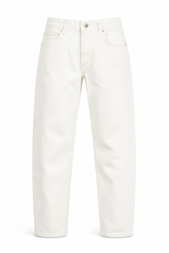 Berksha Womens White Cotton Blend Straight Jeans Size 8 L25 in Regular Zip