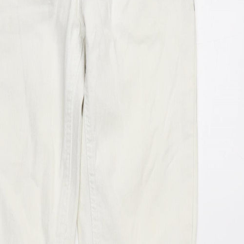 Denim & Co. Womens Ivory Cotton Blend Tapered Jeans Size 10 L30.5 in Regular Zip