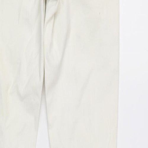 Denim & Co. Womens Ivory Cotton Blend Tapered Jeans Size 10 L30.5 in Regular Zip