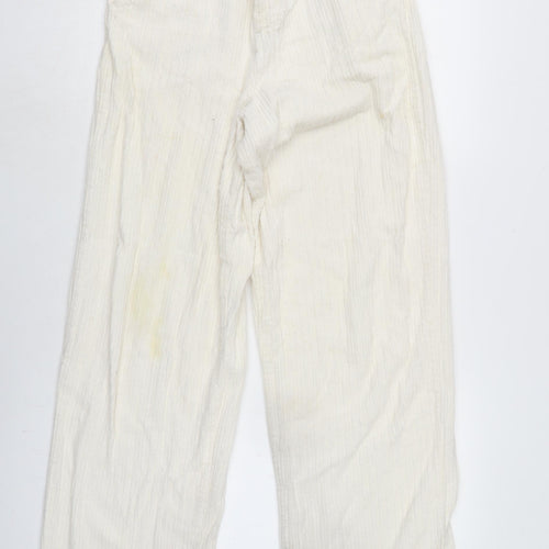 Zara Womens Ivory Cotton Trousers Size 8 L29 in Regular Zip