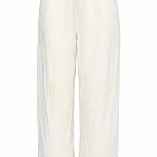 Zara Womens Ivory Cotton Trousers Size 8 L29 in Regular Zip