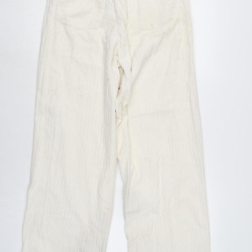 Zara Womens Ivory Cotton Trousers Size 8 L29 in Regular Zip