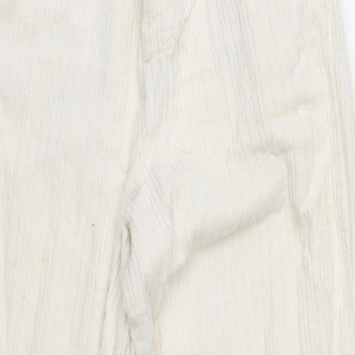 Zara Womens Ivory Cotton Trousers Size 8 L29 in Regular Zip