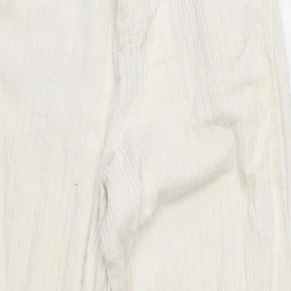 Zara Womens Ivory Cotton Trousers Size 8 L29 in Regular Zip
