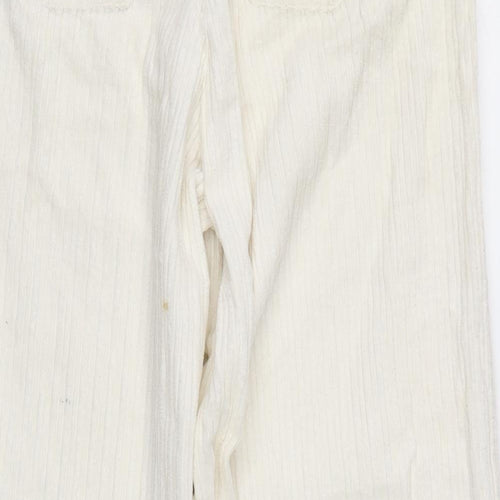 Zara Womens Ivory Cotton Trousers Size 8 L29 in Regular Zip