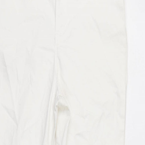 Denim & Co. Womens Ivory Cotton Blend Straight Jeans Size 14 L27.5 in Regular Zip