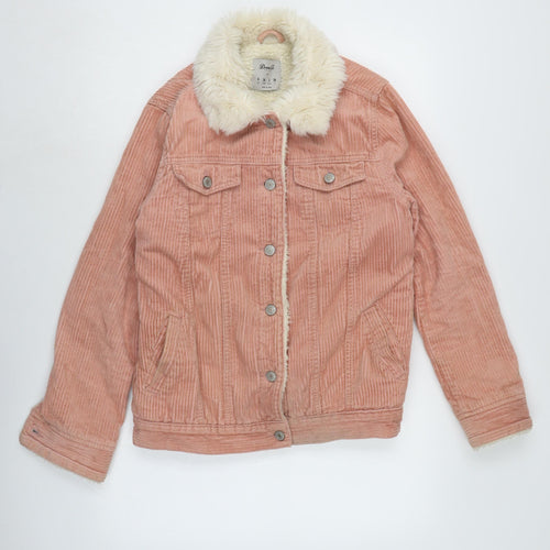 Denim & Co. Womens Pink Biker Jacket Size 8 Button