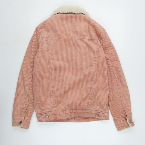 Denim & Co. Womens Pink Biker Jacket Size 8 Button