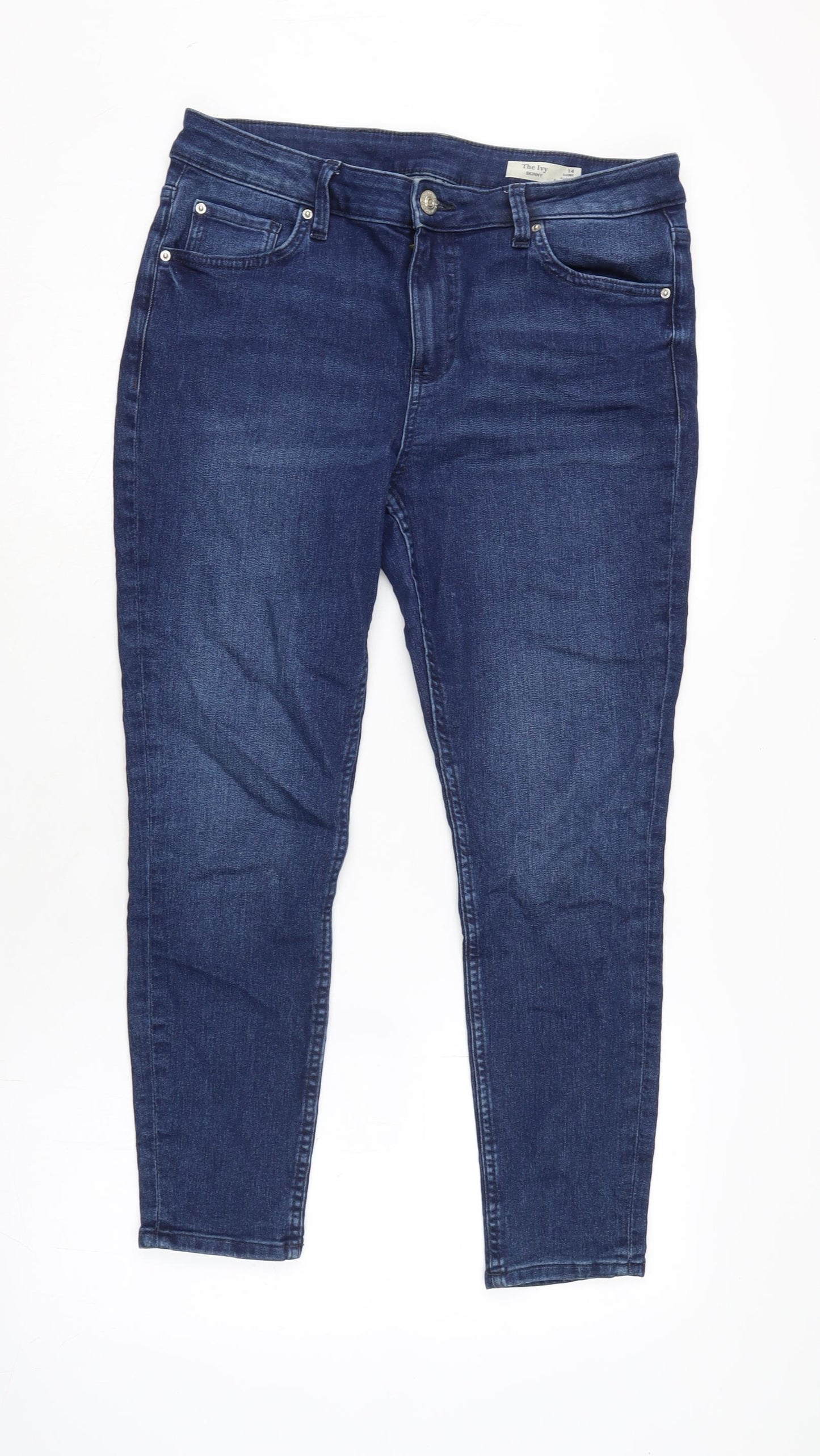The Ivy Womens Blue Cotton Blend Skinny Jeans Size 14 L25.5 in Regular Zip