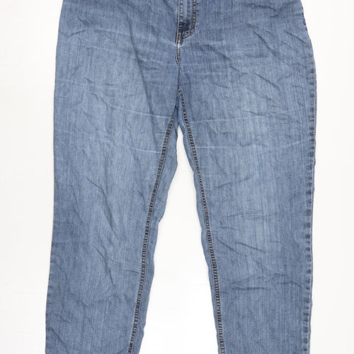 Marks and Spencer Womens Blue Cotton Straight Jeans Size 32 in L28.5 in Regular Zip