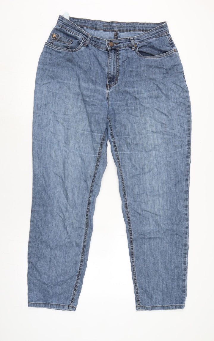 Marks and Spencer Womens Blue Cotton Straight Jeans Size 32 in L28.5 in Regular Zip