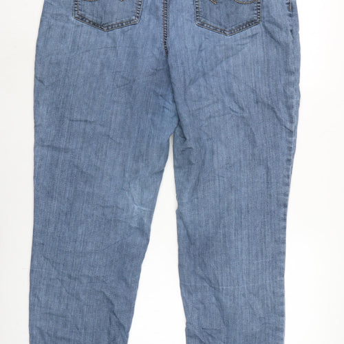 Marks and Spencer Womens Blue Cotton Straight Jeans Size 32 in L28.5 in Regular Zip