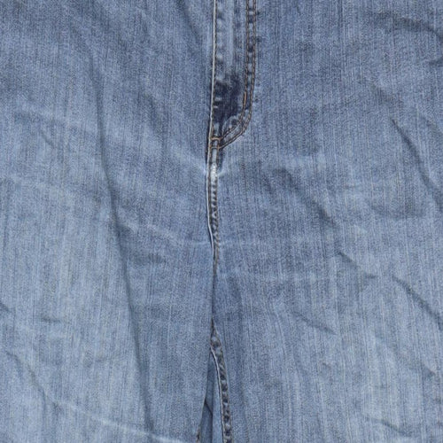 Marks and Spencer Womens Blue Cotton Straight Jeans Size 32 in L28.5 in Regular Zip