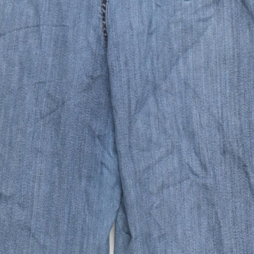 Marks and Spencer Womens Blue Cotton Straight Jeans Size 32 in L28.5 in Regular Zip