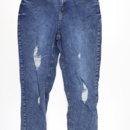 Beloved Womens Blue Cotton Blend Mom Jeans Size 28 in L25 in Regular Zip