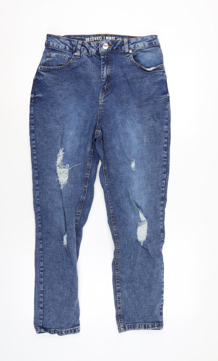 Beloved Womens Blue Cotton Blend Mom Jeans Size 28 in L25 in Regular Zip