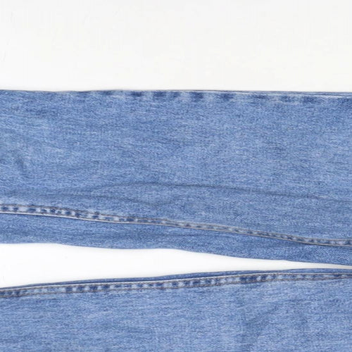 Pull&Bear Womens Blue Cotton Straight Jeans Size 23 in L26 in Regular Zip