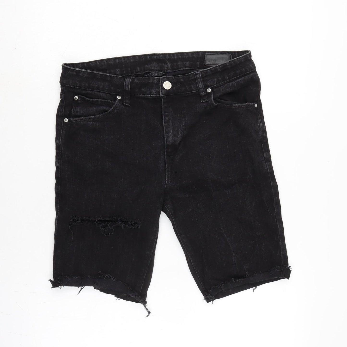 ASOS Womens Black Cotton Bermuda Shorts Size 30 in Regular Zip - Raw Hem