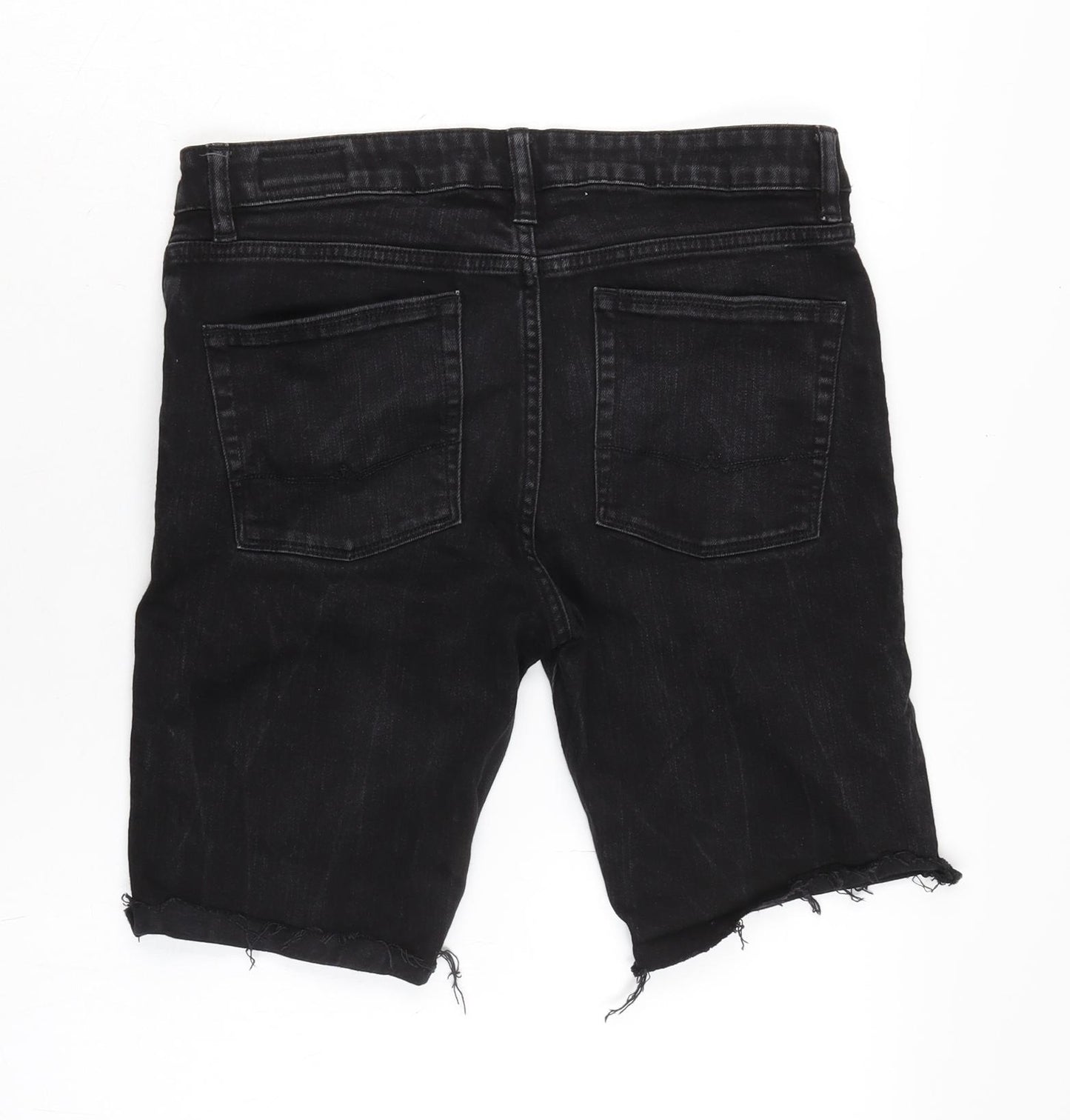 ASOS Womens Black Cotton Bermuda Shorts Size 30 in Regular Zip - Raw Hem