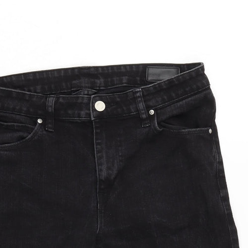 ASOS Womens Black Cotton Bermuda Shorts Size 30 in Regular Zip - Raw Hem