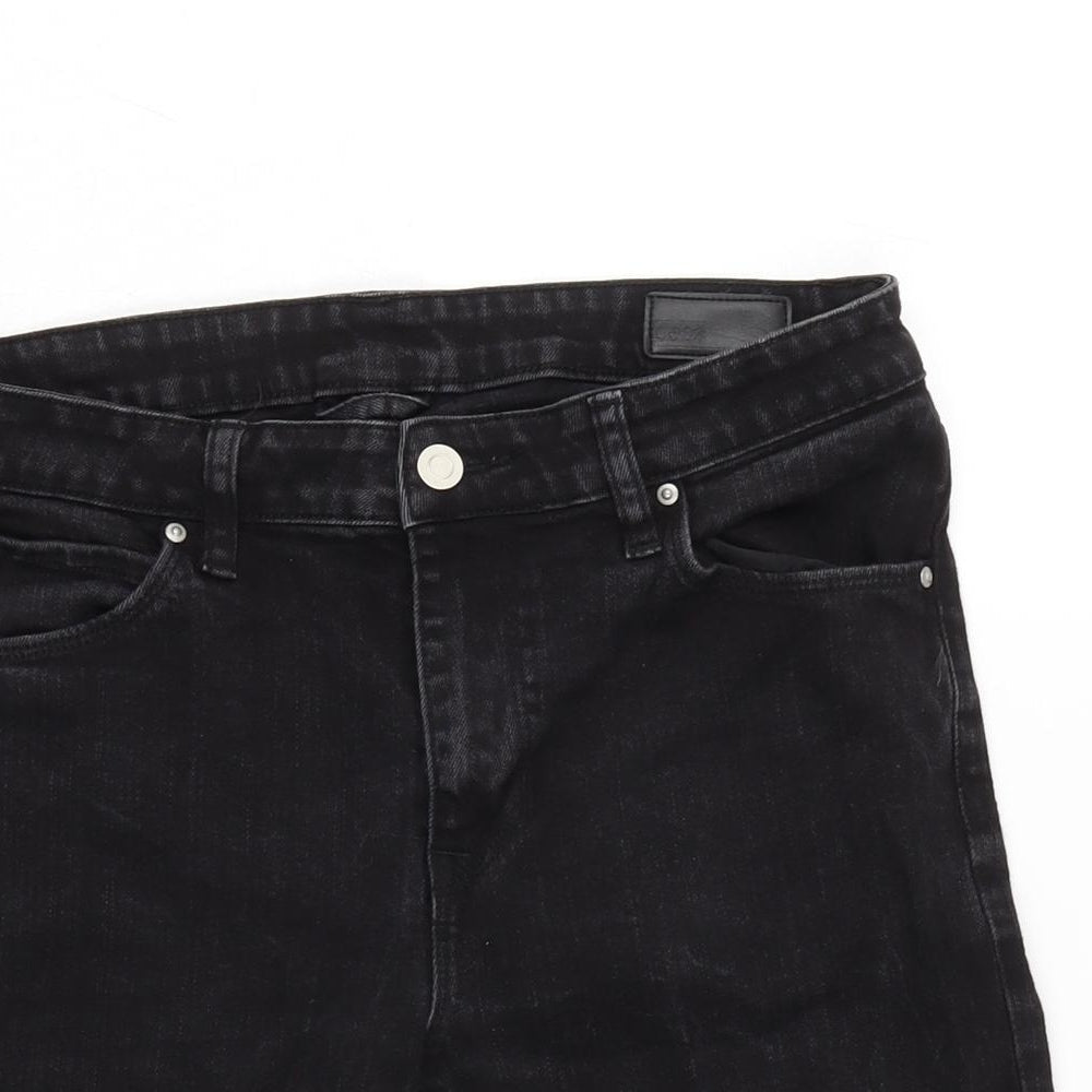 ASOS Womens Black Cotton Bermuda Shorts Size 30 in Regular Zip - Raw Hem