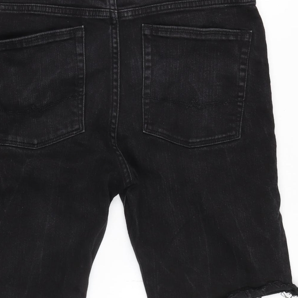 ASOS Womens Black Cotton Bermuda Shorts Size 30 in Regular Zip - Raw Hem