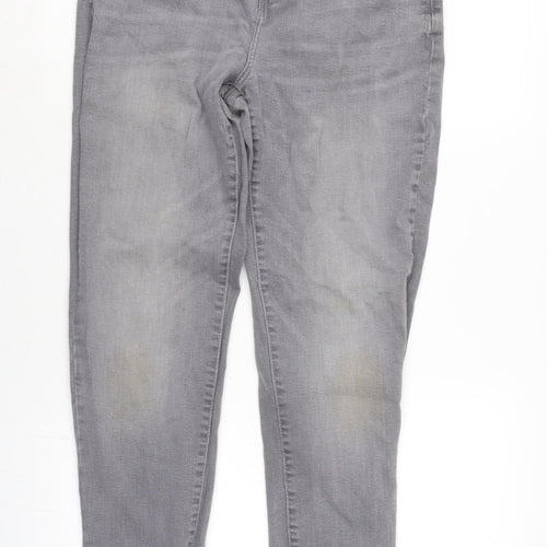 TU Womens Grey Cotton Blend Tapered Jeans Size 12 L29.5 in Regular Zip