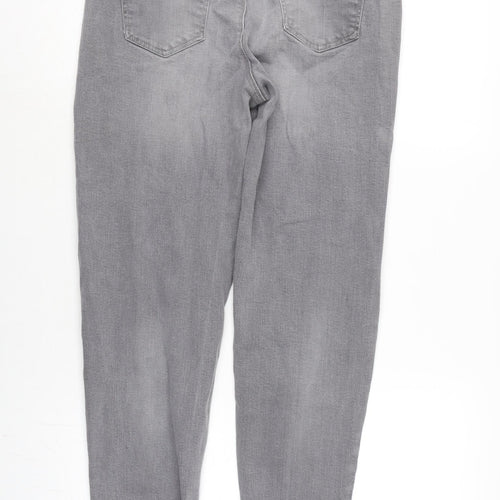 TU Womens Grey Cotton Blend Tapered Jeans Size 12 L29.5 in Regular Zip