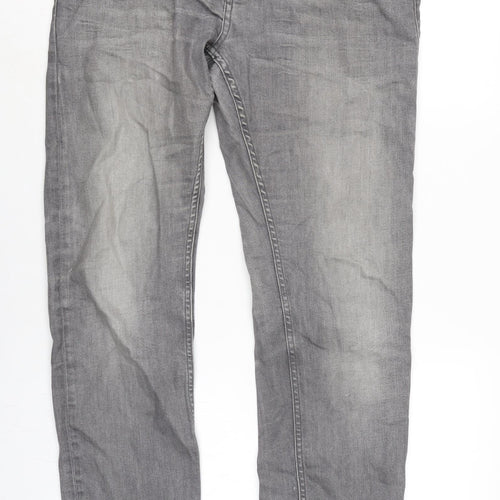 NEXT Mens Grey Cotton Blend Straight Jeans Size 33 in L29 in Regular Zip