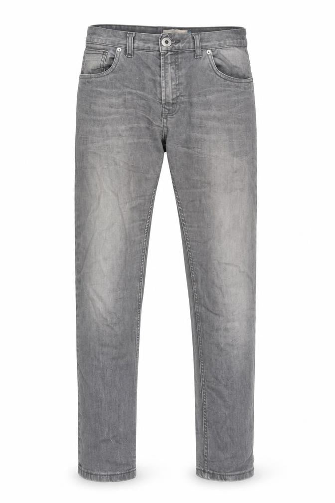 Front view of Next men’s grey cotton blend straight jeans, size 33, in, 29-inch leg regular zip