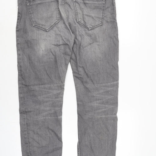 NEXT Mens Grey Cotton Blend Straight Jeans Size 33 in L29 in Regular Zip