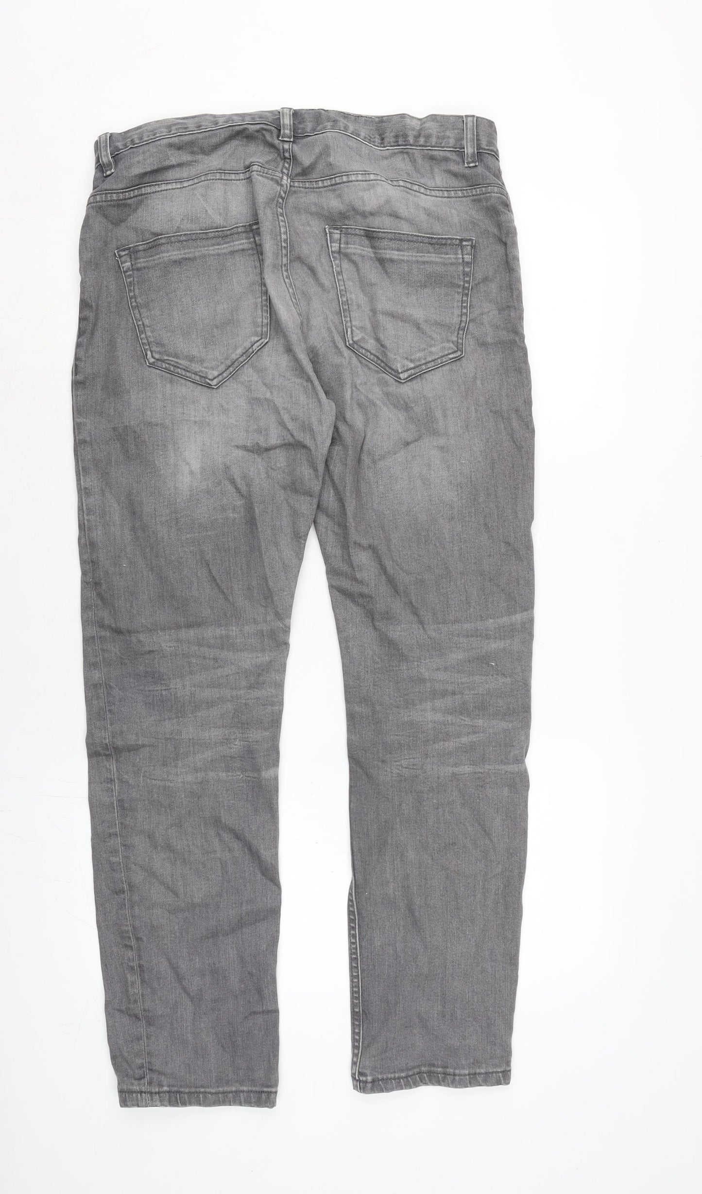 NEXT Mens Grey Cotton Blend Straight Jeans Size 33 in L29 in Regular Zip