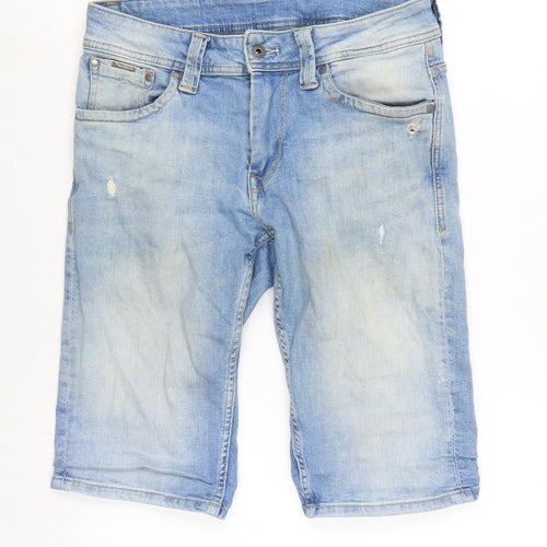 Pepe Jeans Mens Blue Cotton Bermuda Shorts Size 30 in L12 in Regular Zip