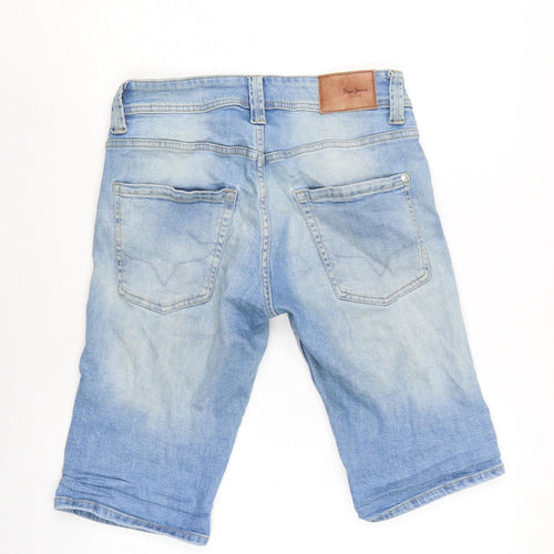 Pepe Jeans Mens Blue Cotton Bermuda Shorts Size 30 in L12 in Regular Zip