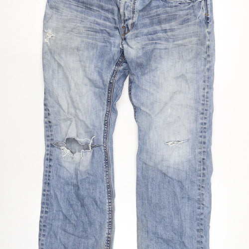 WS Denim Mens Blue Cotton Straight Jeans Size 32 in L29 in Regular Button