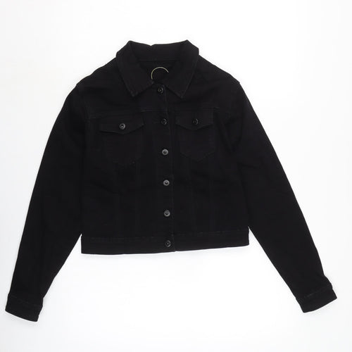 MS Jeans Womens Black Biker Jacket Size XL Button