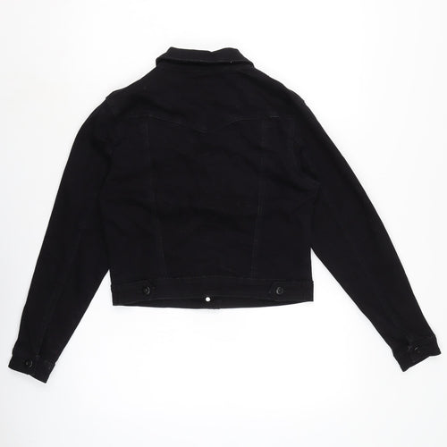 MS Jeans Womens Black Biker Jacket Size XL Button