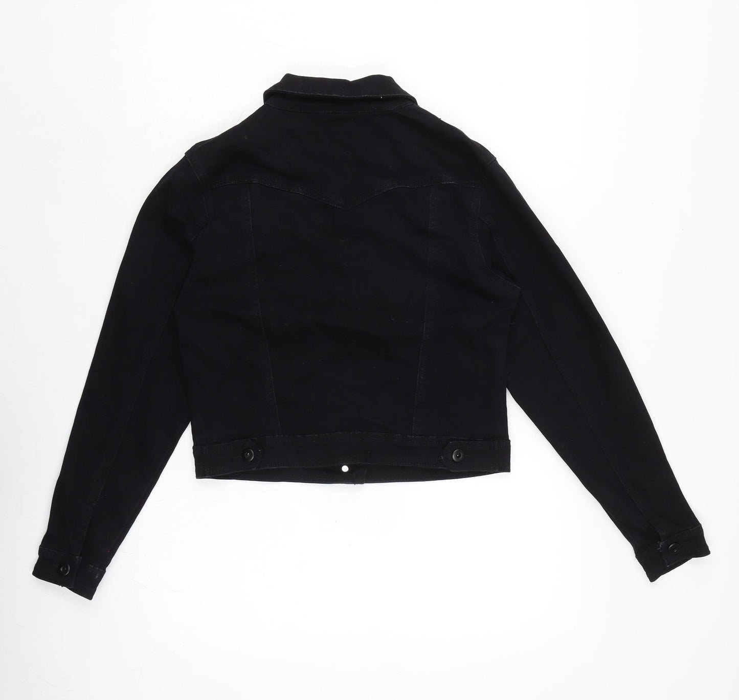 MS Jeans Womens Black Biker Jacket Size XL Button