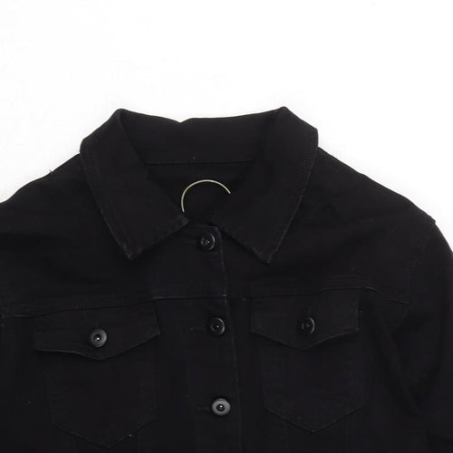 MS Jeans Womens Black Biker Jacket Size XL Button