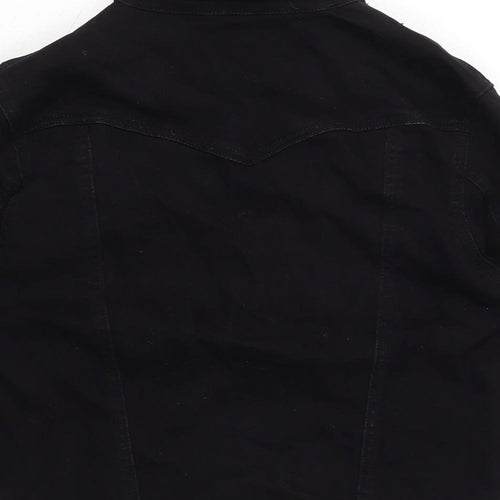 MS Jeans Womens Black Biker Jacket Size XL Button