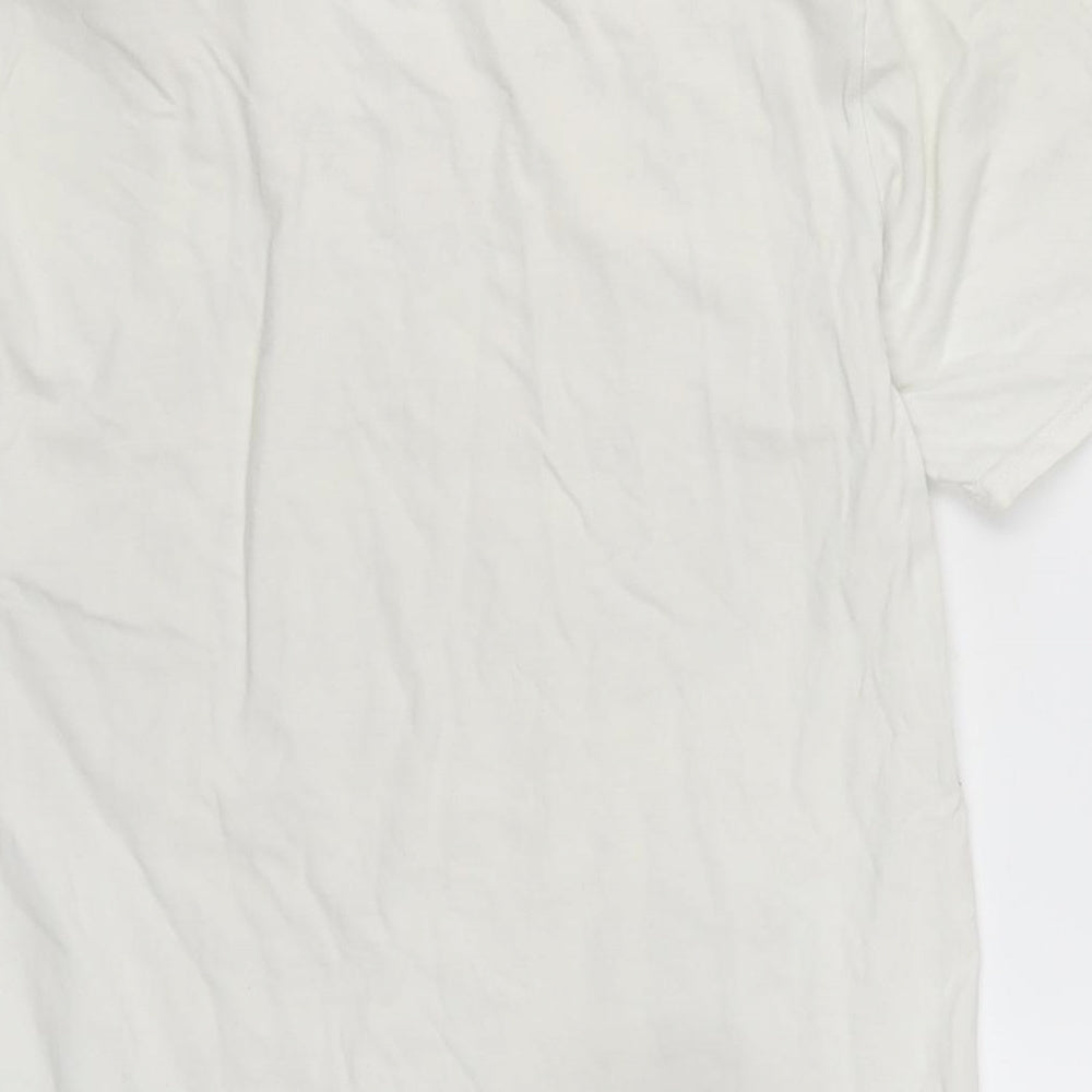 Gilden Mens Ivory Cotton T-Shirt Size S Crew Neck
