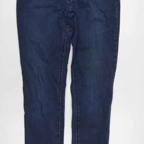 GARDEUR Womens Blue Cotton Blend Straight Jeans Size 12 L31 in Regular Zip