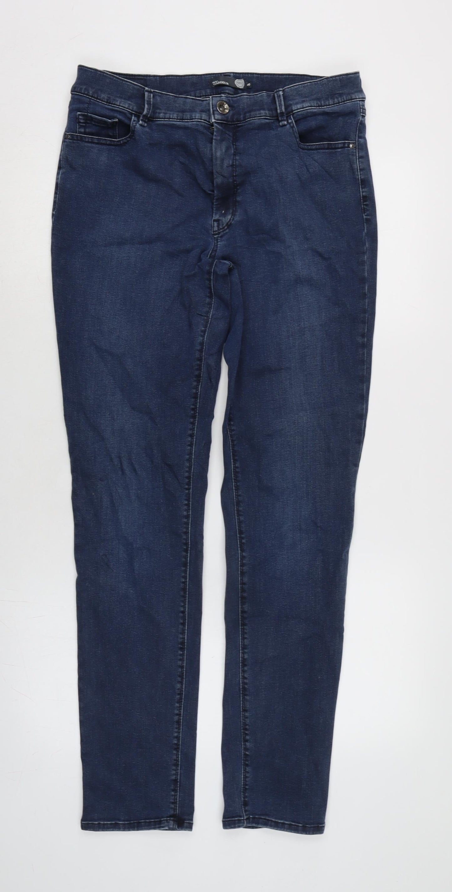 GARDEUR Womens Blue Cotton Blend Straight Jeans Size 12 L31 in Regular Zip